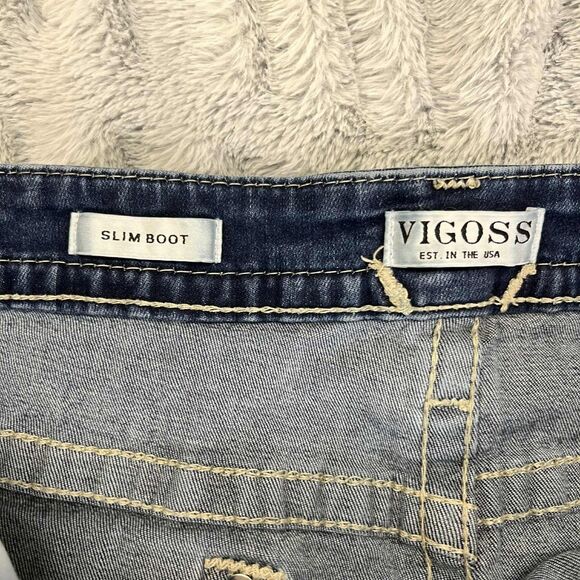 Vigoss Jeans Women 24 Slim Boot Medium Wash Stretch Denim Embroidered Western - Picture 4 of 9